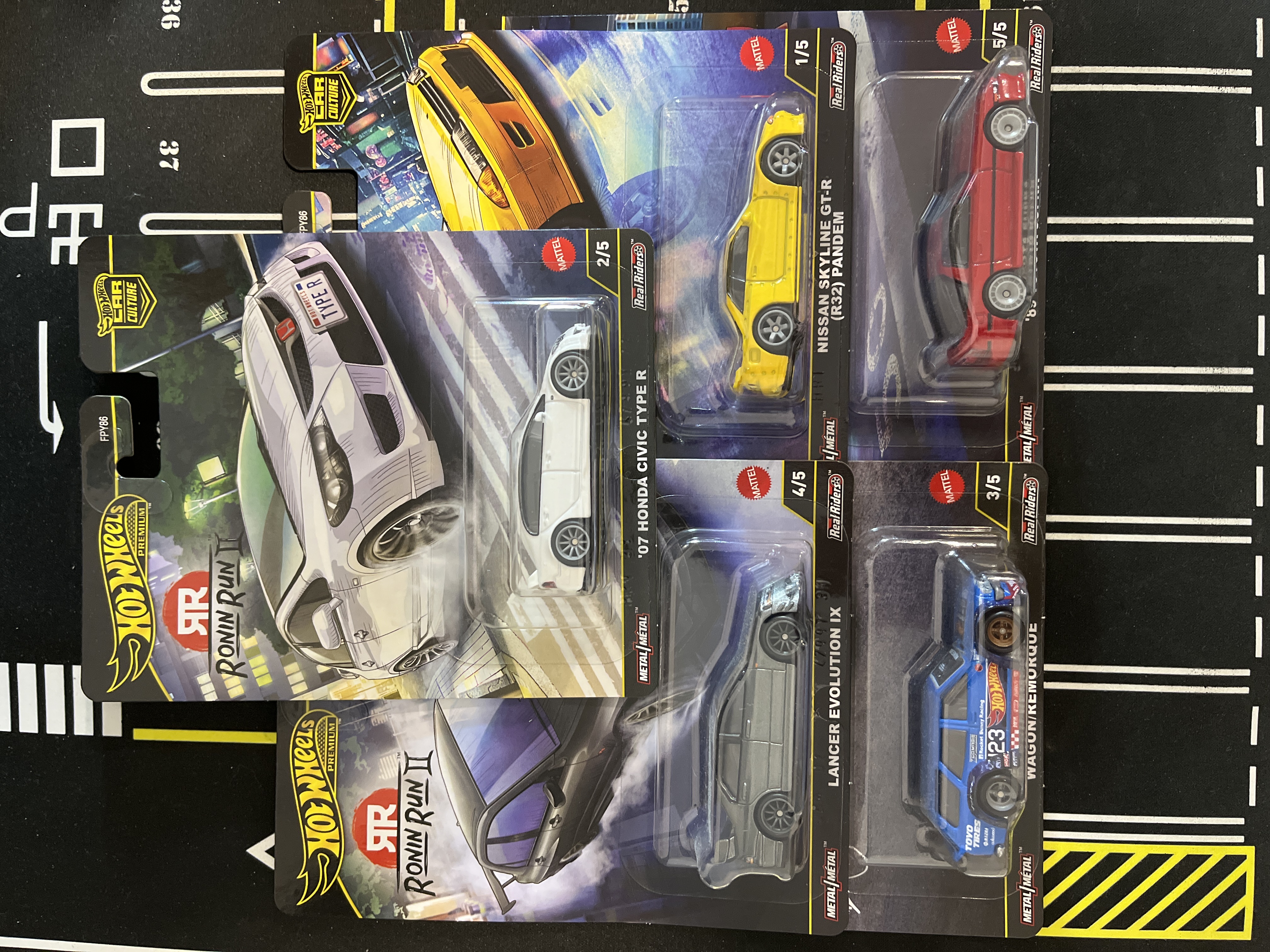 Hotwheels Set Ronin Run II ( Typer, Evo, R33, RX-3, Supra )